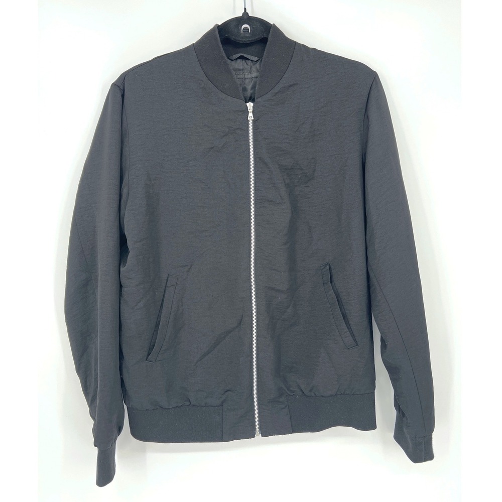 Uniqlo Black Lightweight Bomber Jacket Zip Up Mens Small EUC Minimalist Casual‎
